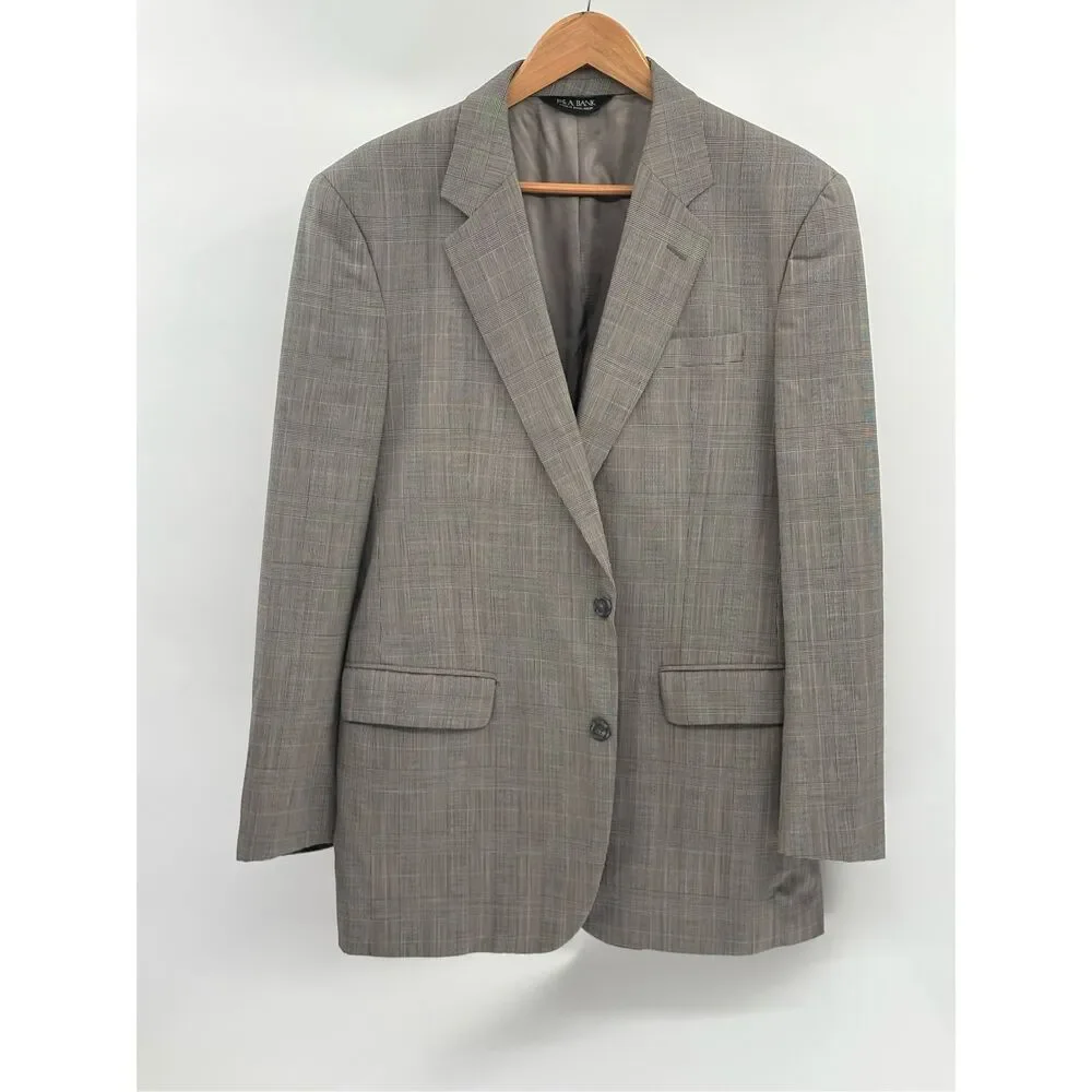 Jos A Bank Sport‎ Coat Blazer Suit Jacket Men Size 42L Beige Tan Plaid